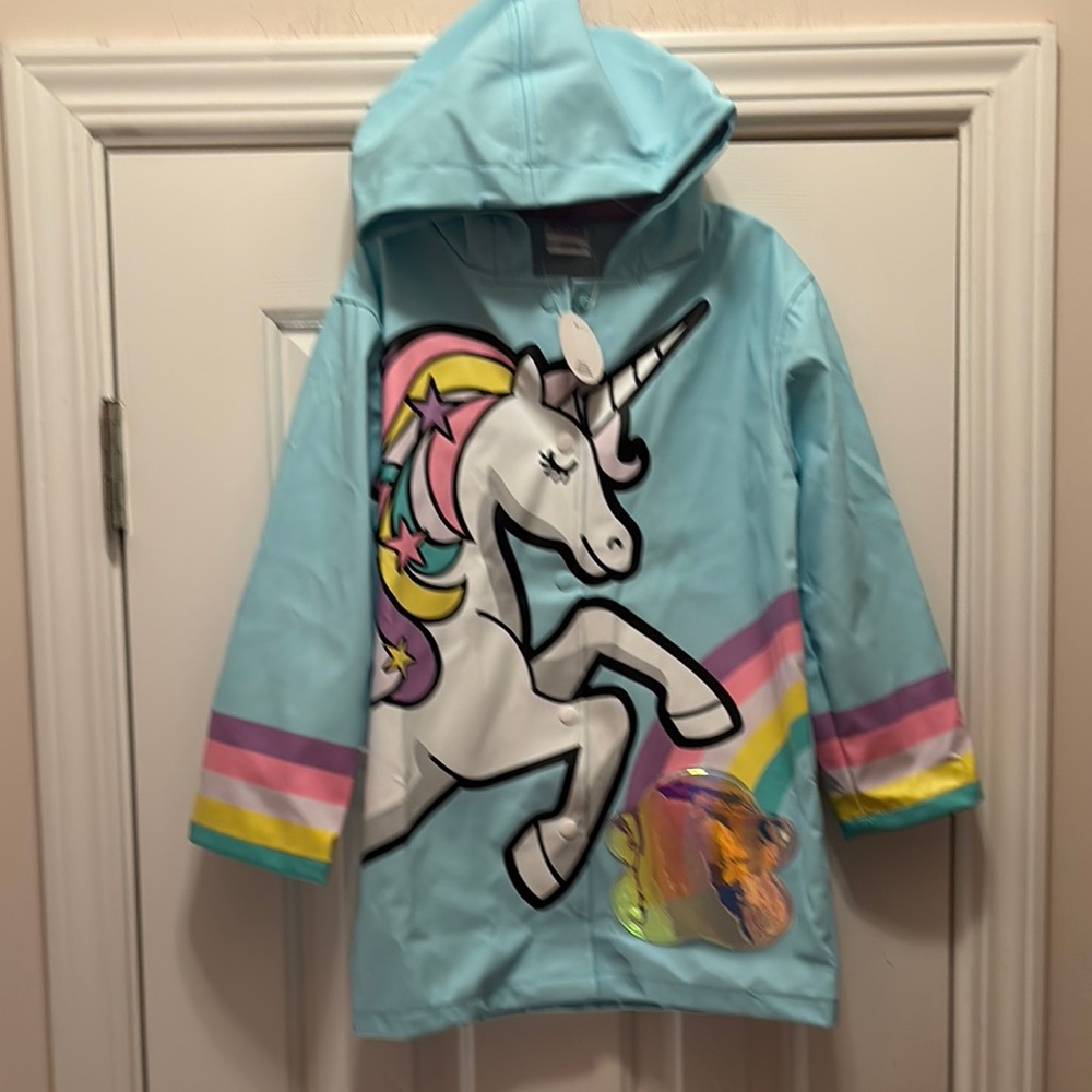 NWT Addie & Tate Kids Unicorn Raincoat with Hood